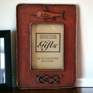 Photo Frame Swordfish Resin Free Standing Fishing Rope Picture Home Decor